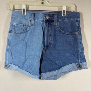 Aeropostale‎ Mom Jean Short 2R Blue Two Toned High Waist Relaxed Cuffed Denim